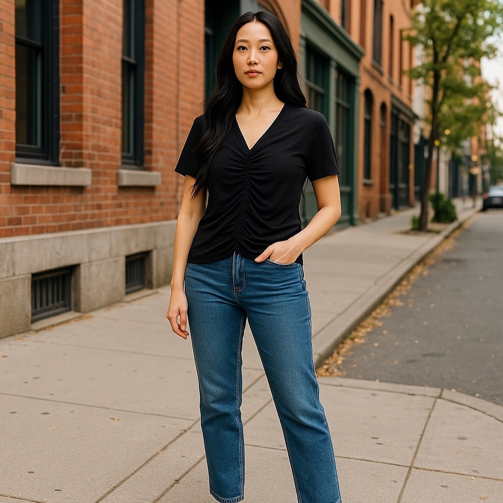 NWT Gap XL Tall Black 
Ruched Top! Very versatile, perfect for any occasion!